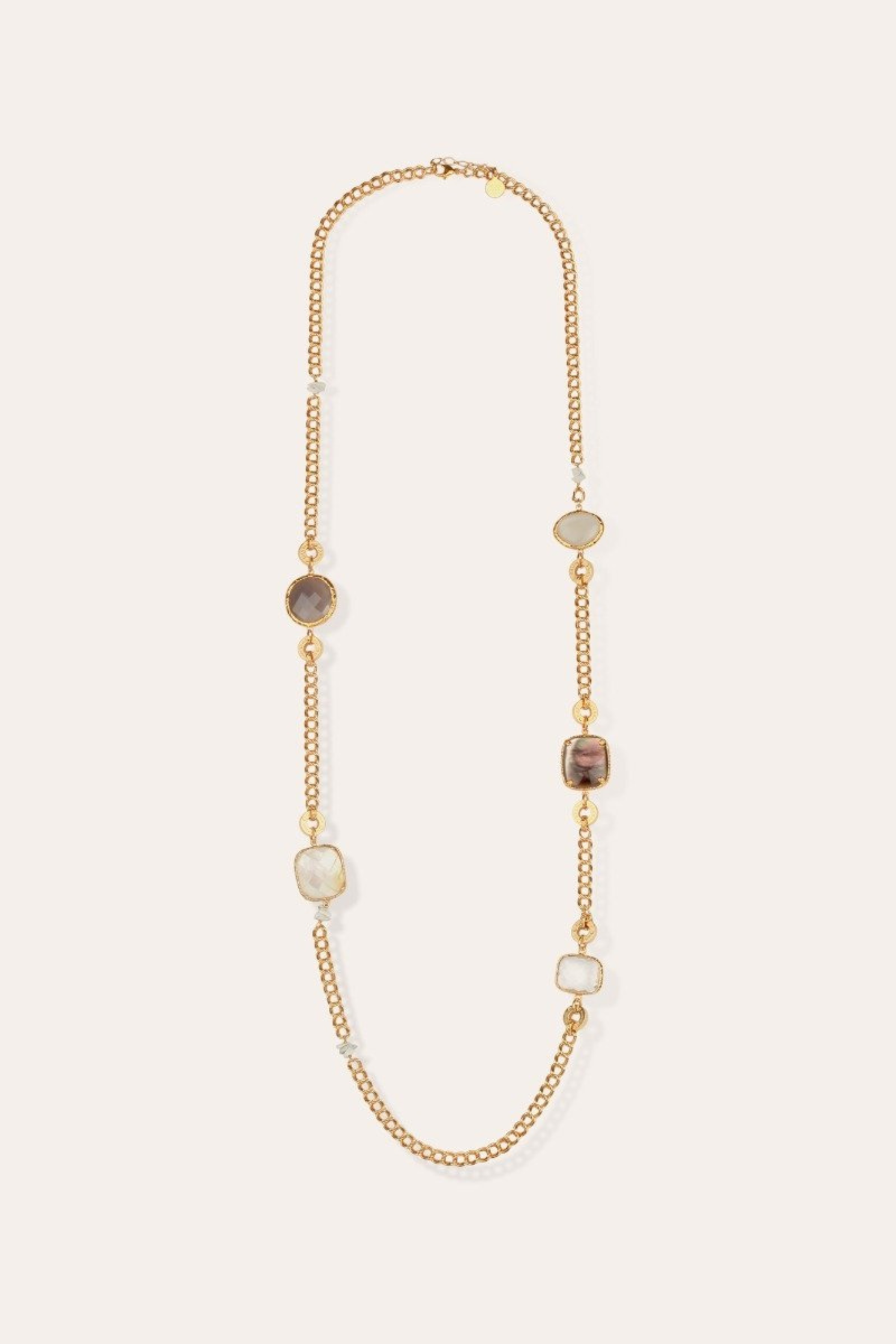 Silene long necklace gold - Grey & White Mother-of-pearl - Gas Bijoux