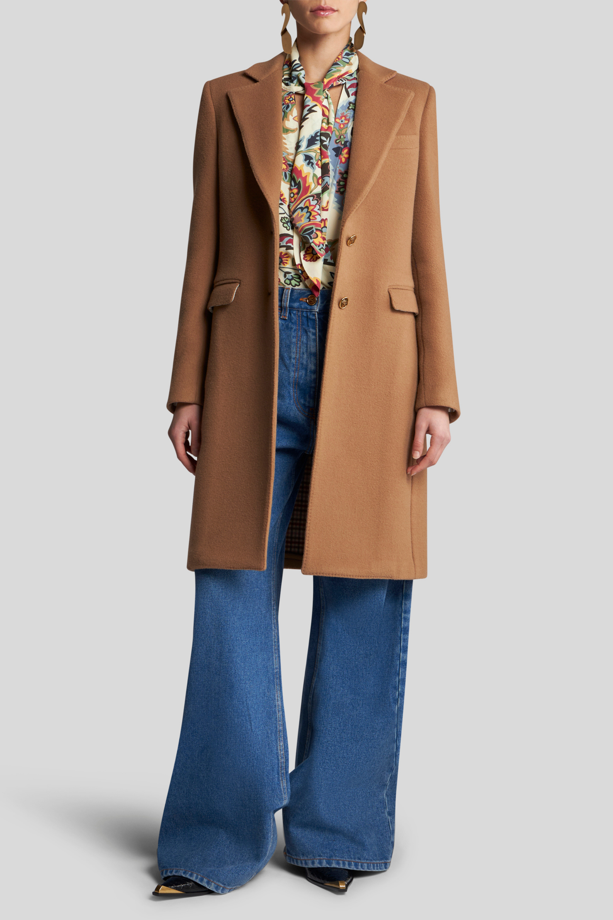 Wool Blend Long Coat - Etro