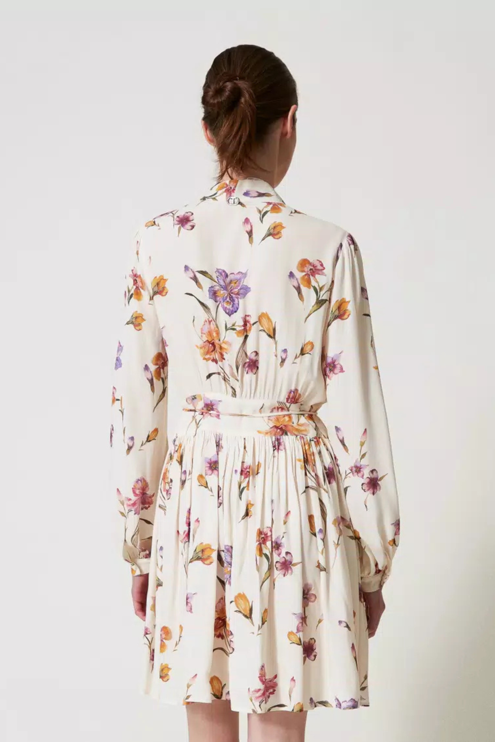 Short crêpe de Chine floral dress - Twinset