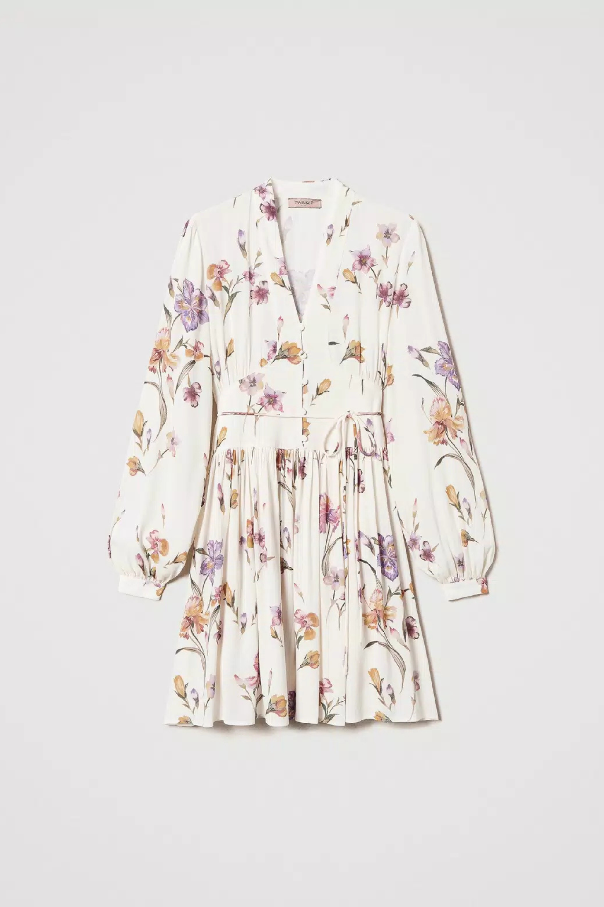 Short crêpe de Chine floral dress - Twinset