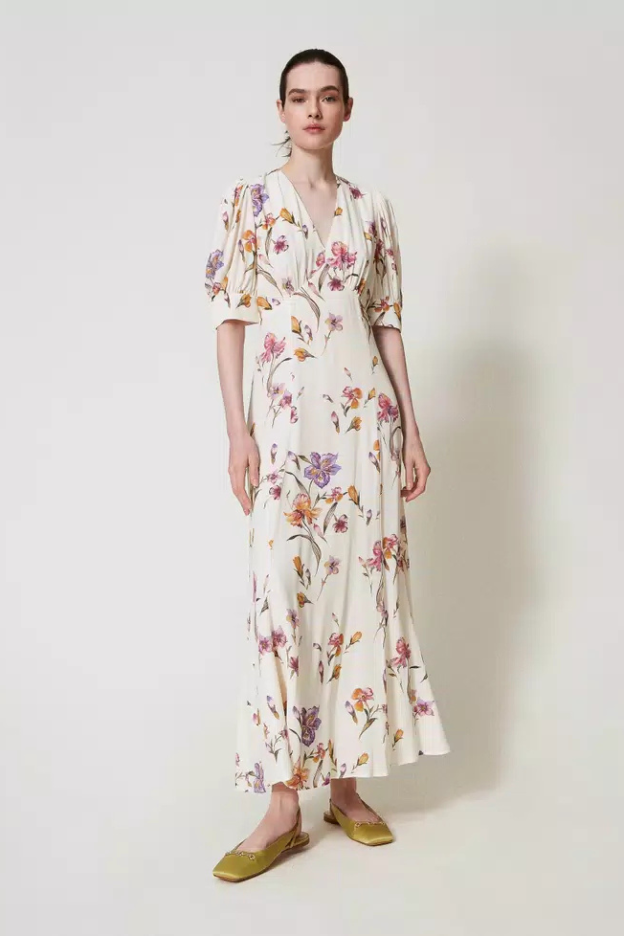 Long crêpe de Chine floral dress - Twinset