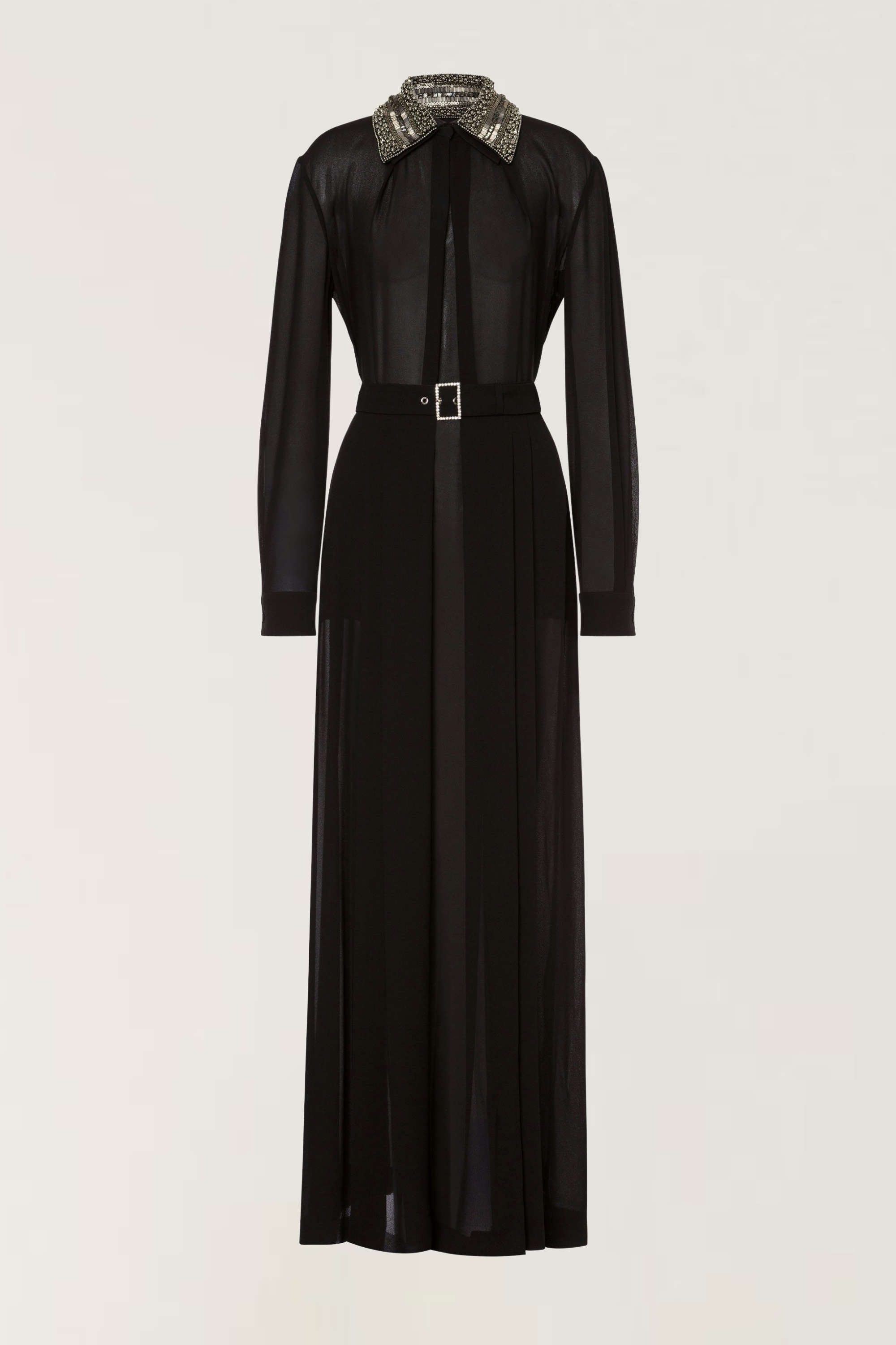 Maxi sablé dress with decorative collar - Alberta Ferretti