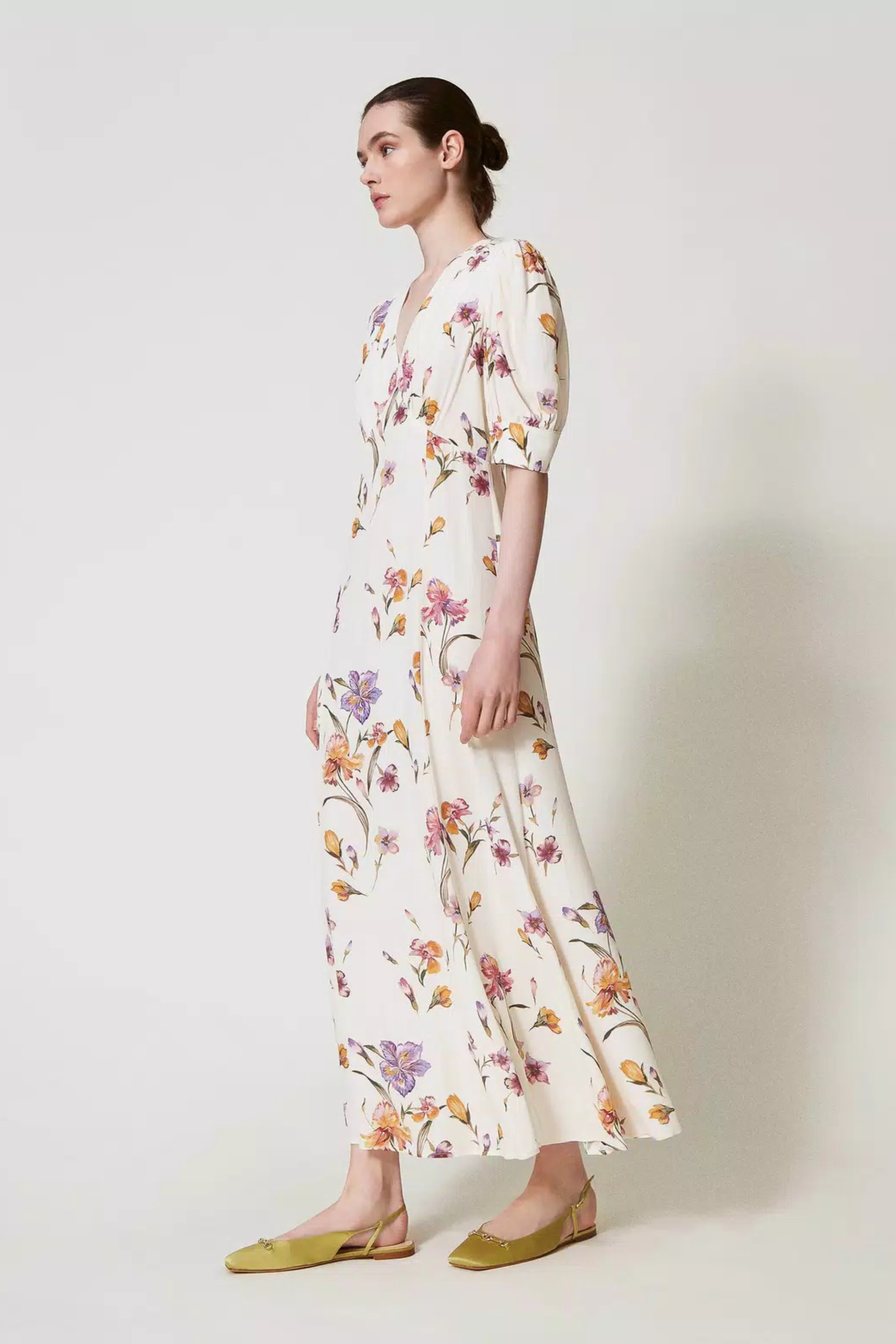 Long crêpe de Chine floral dress - Twinset