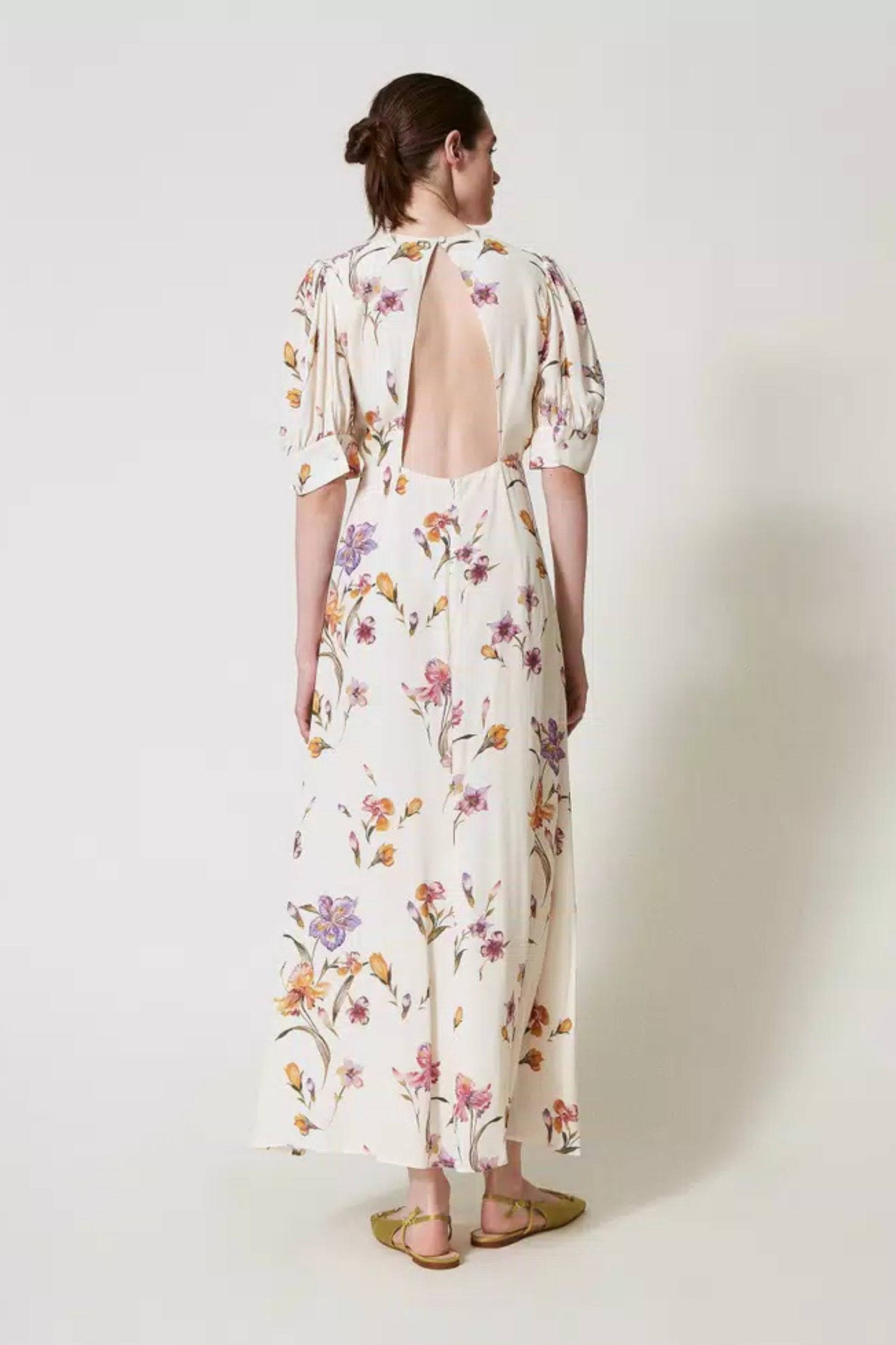 Long crêpe de Chine floral dress - Twinset