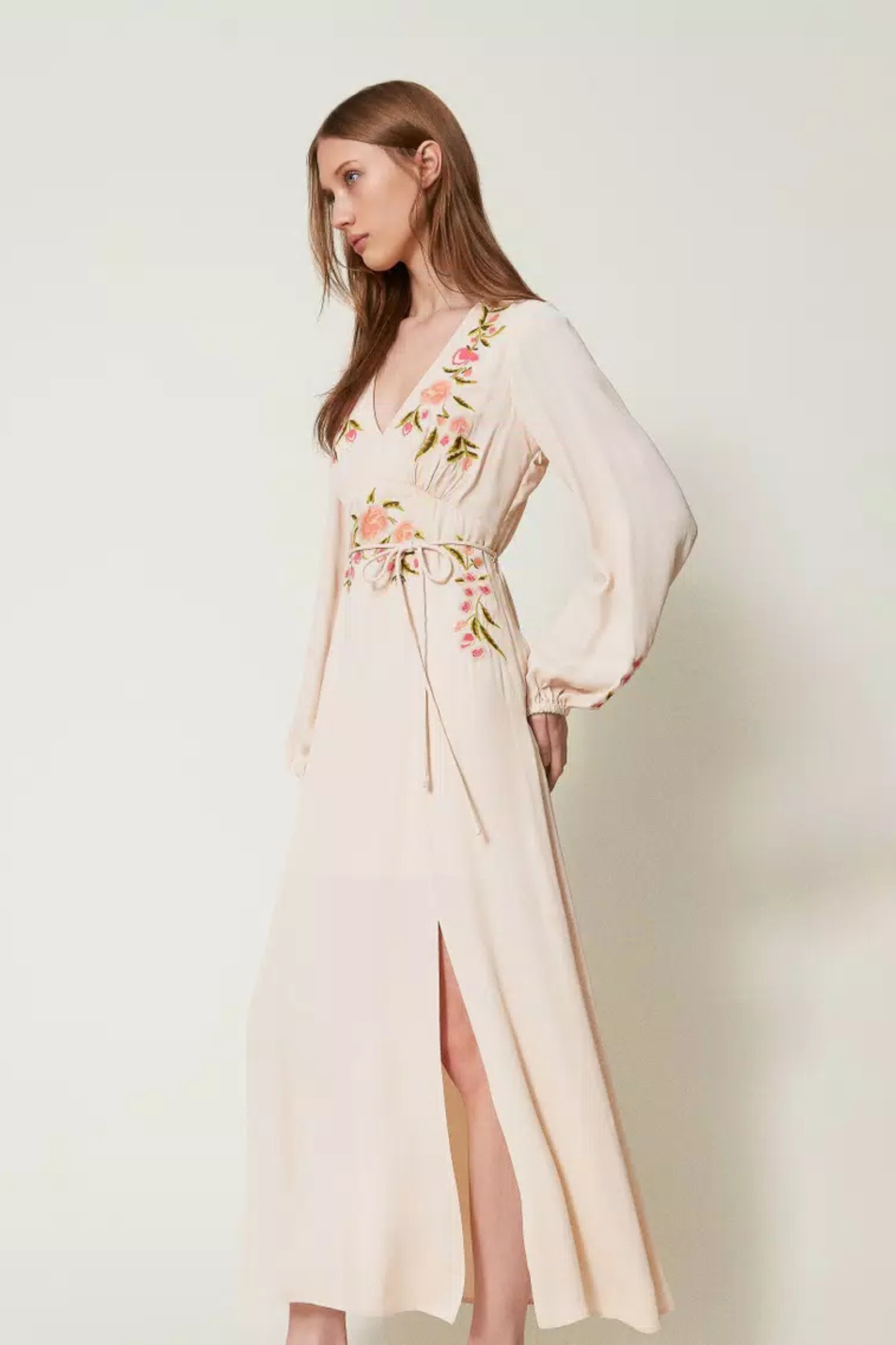 Long dress with floral embroidery - Twinset