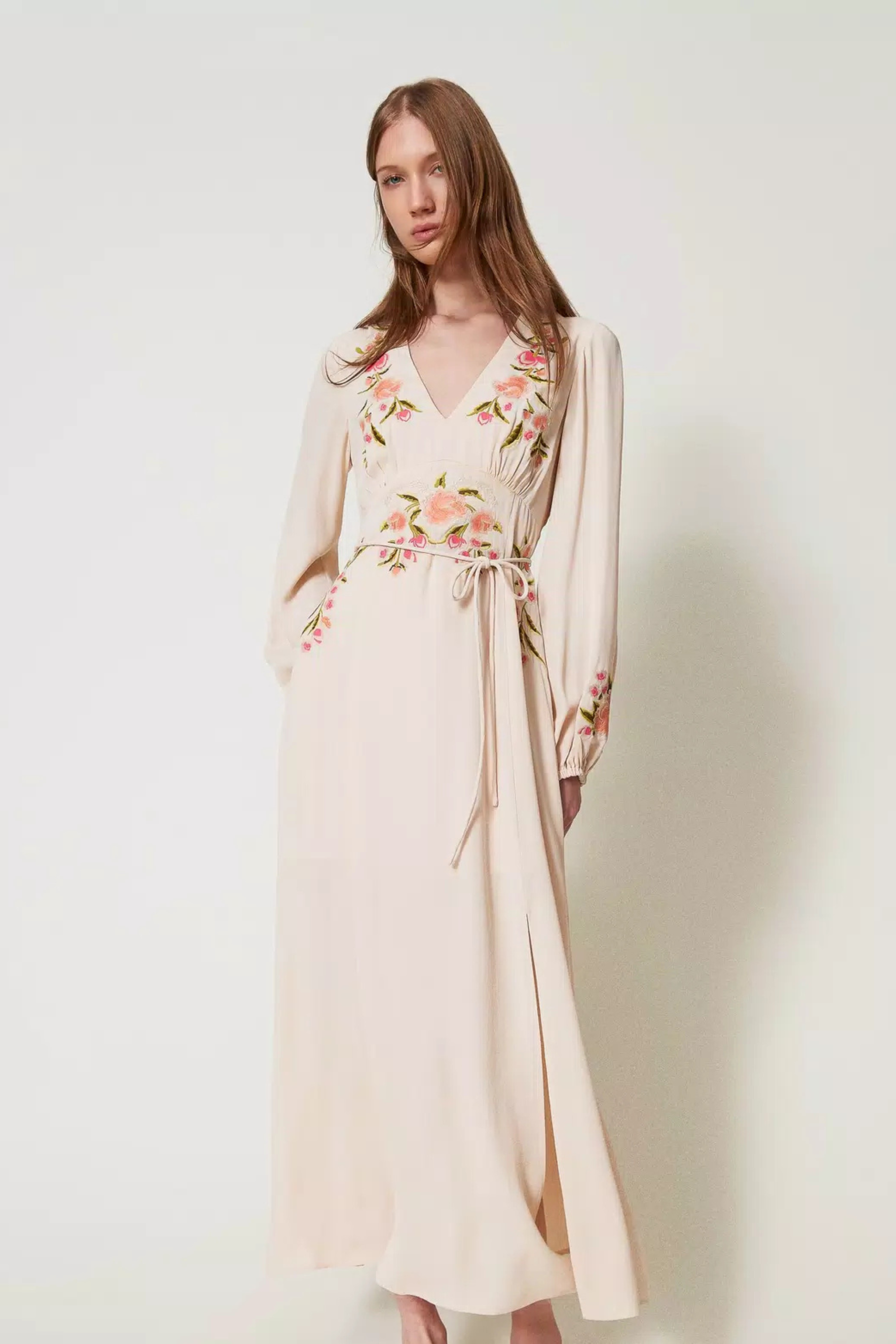 Long dress with floral embroidery - Twinset