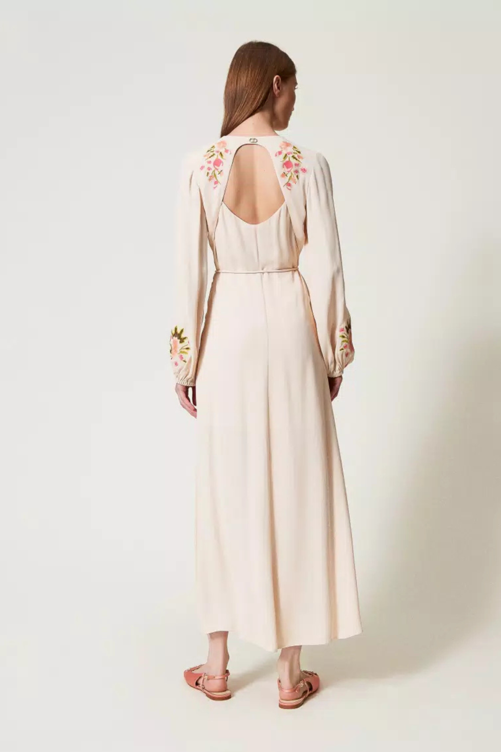 Long dress with floral embroidery - Twinset