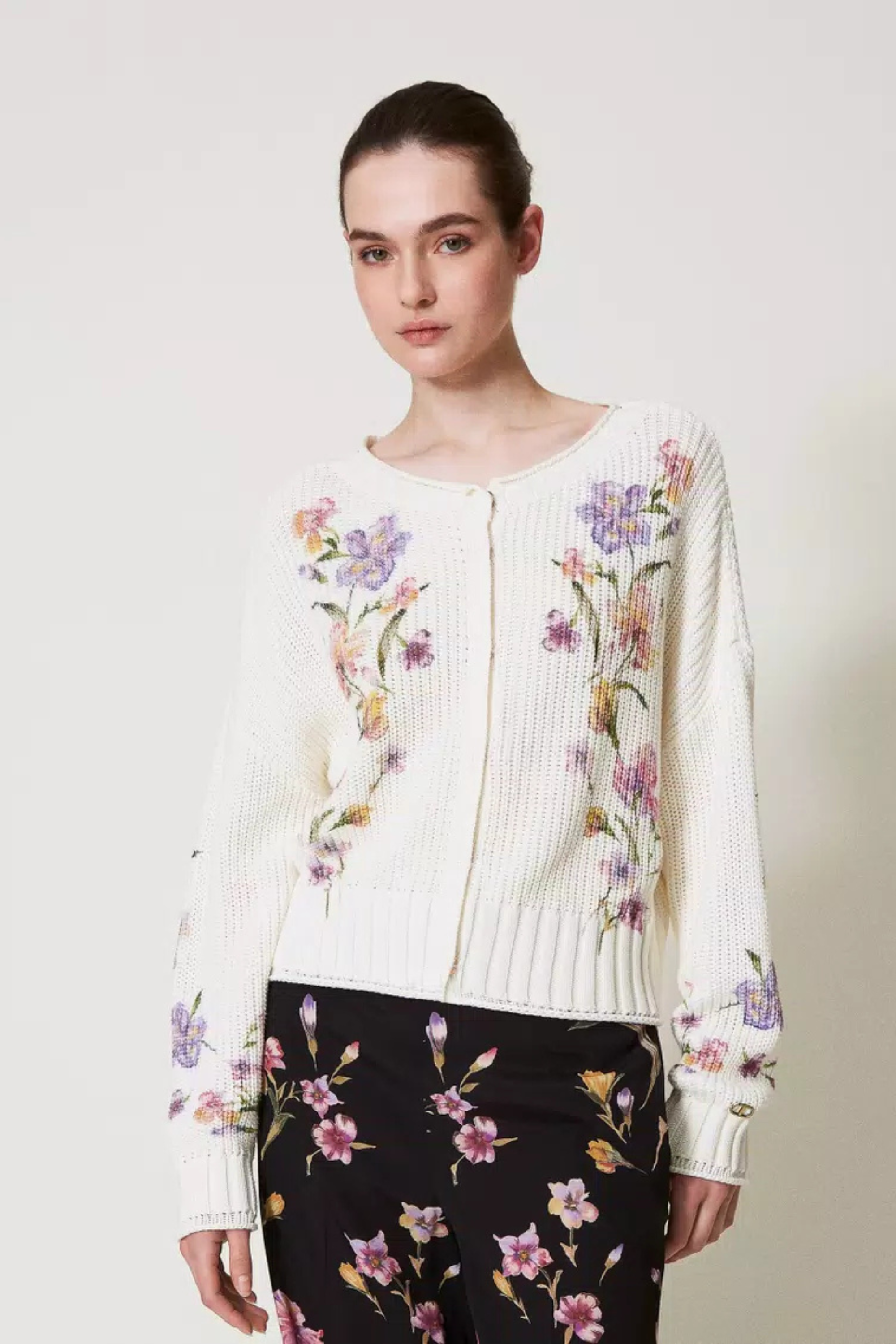 Cardigan-jumper with floral print - Twinset