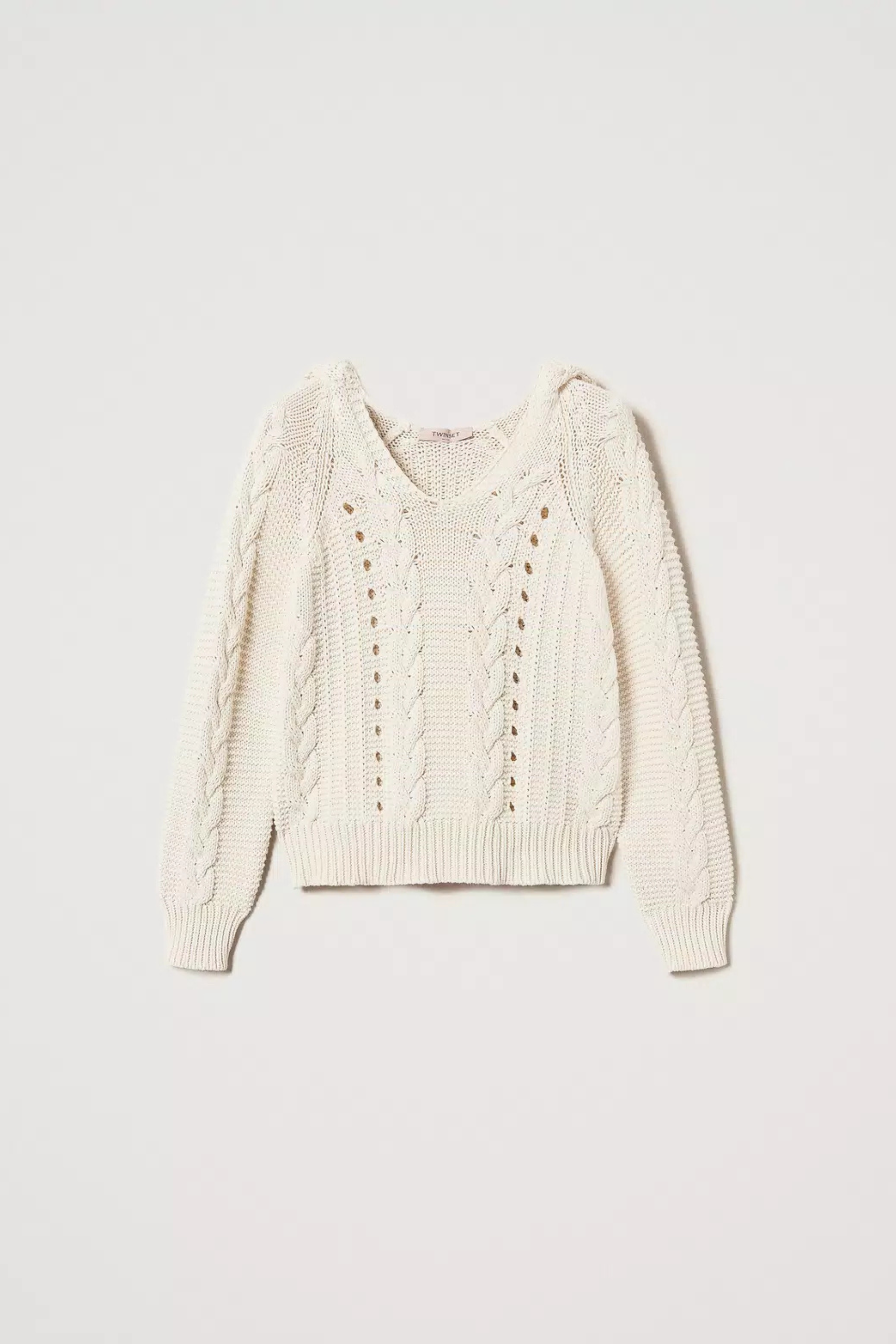 Cable knit hooded jumper - Twinset