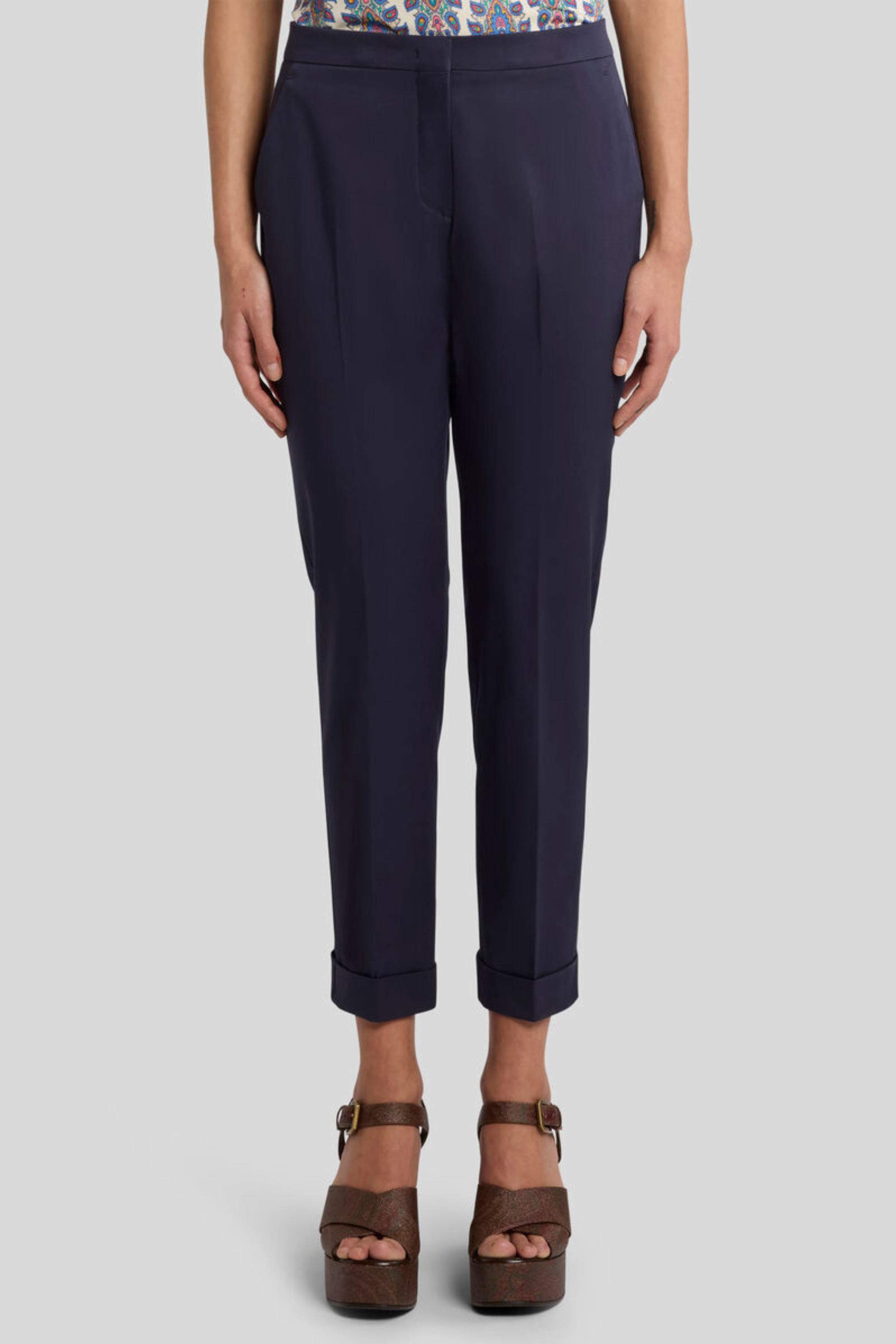 Cropped stretch cotton trousers - Etro