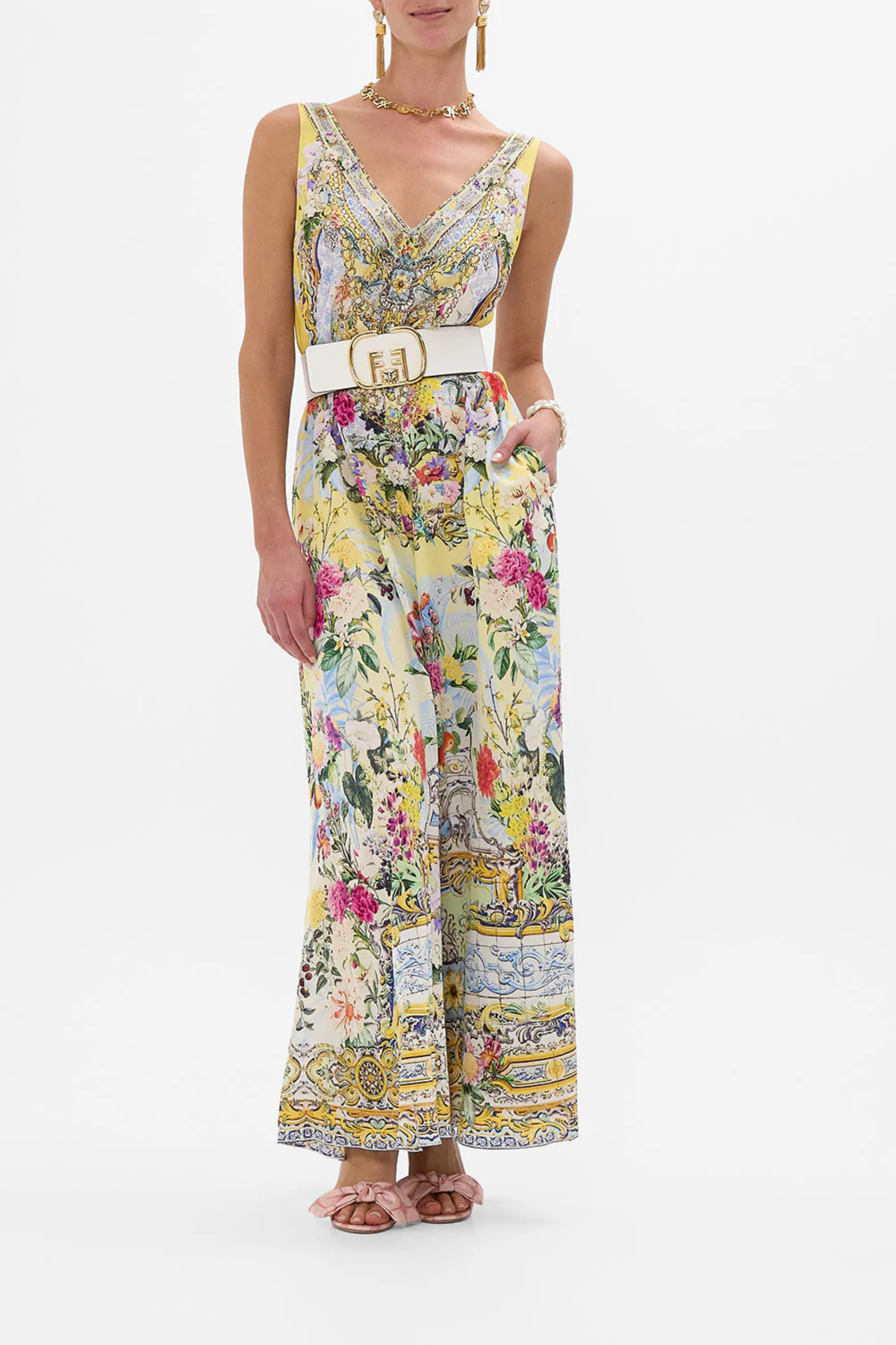 V-neck flared jumpsuit - Camilla