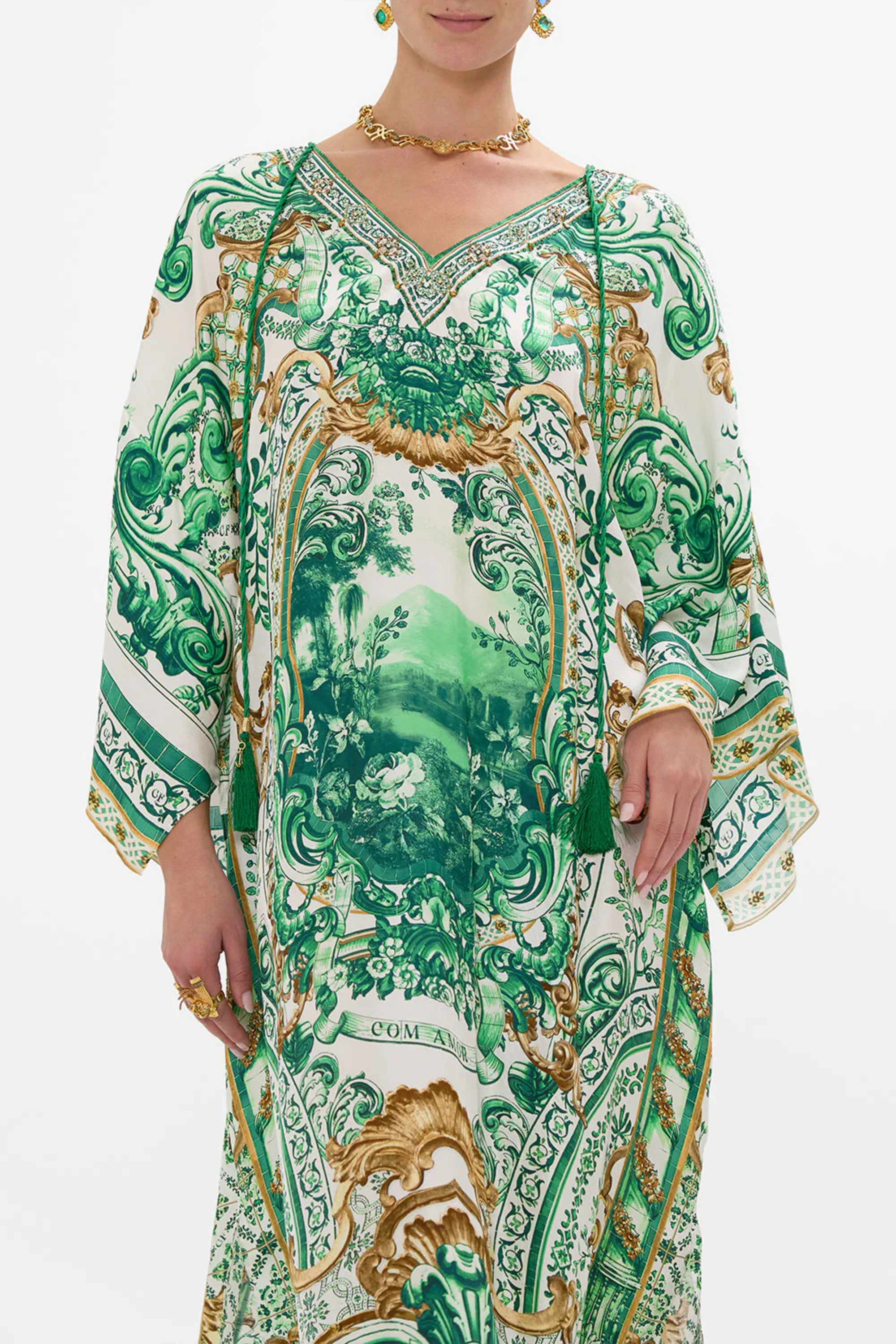 V-neck kaftan with ties - Camilla