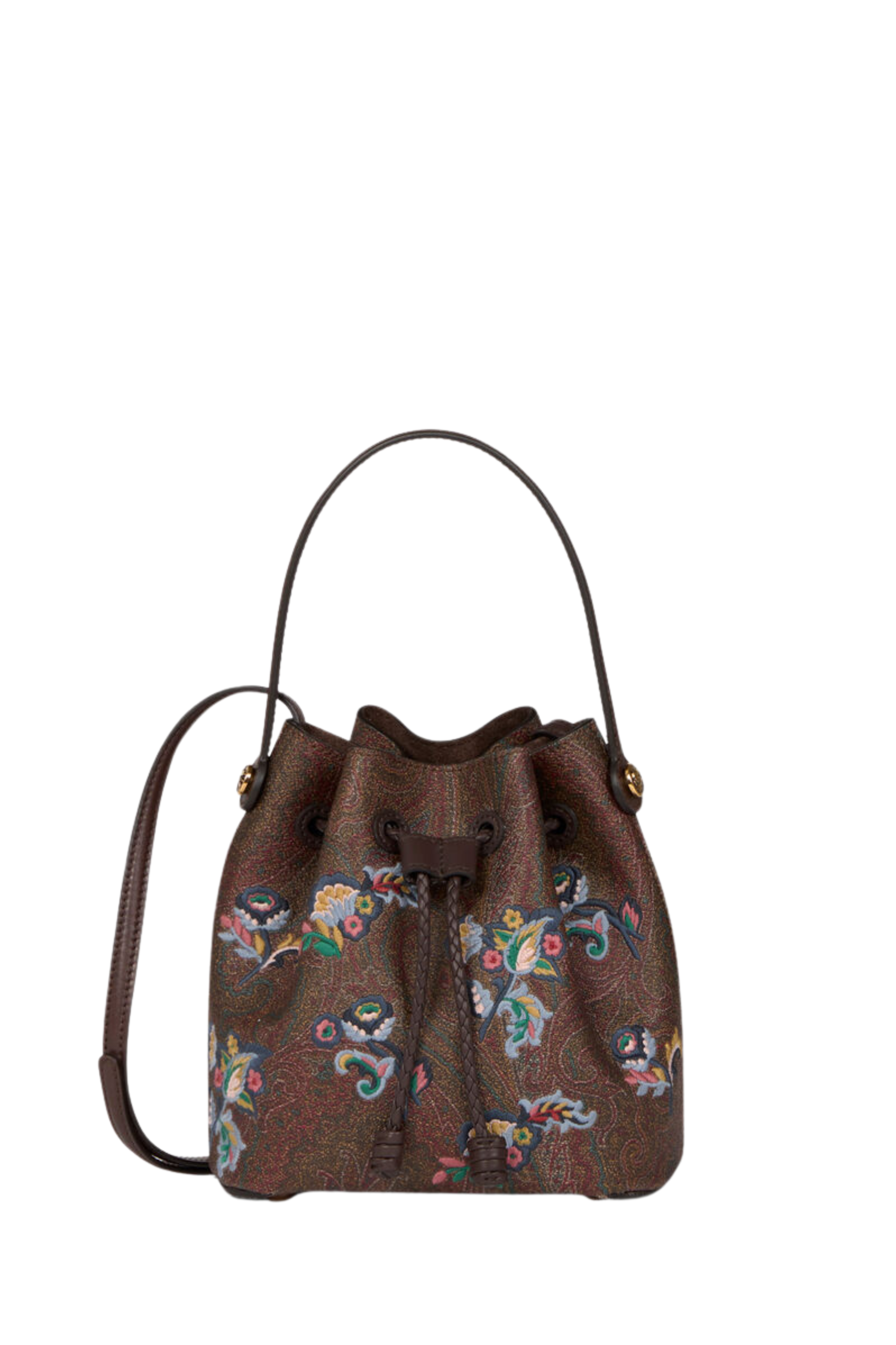 Embroidered mini paisley bucket bag - Etro