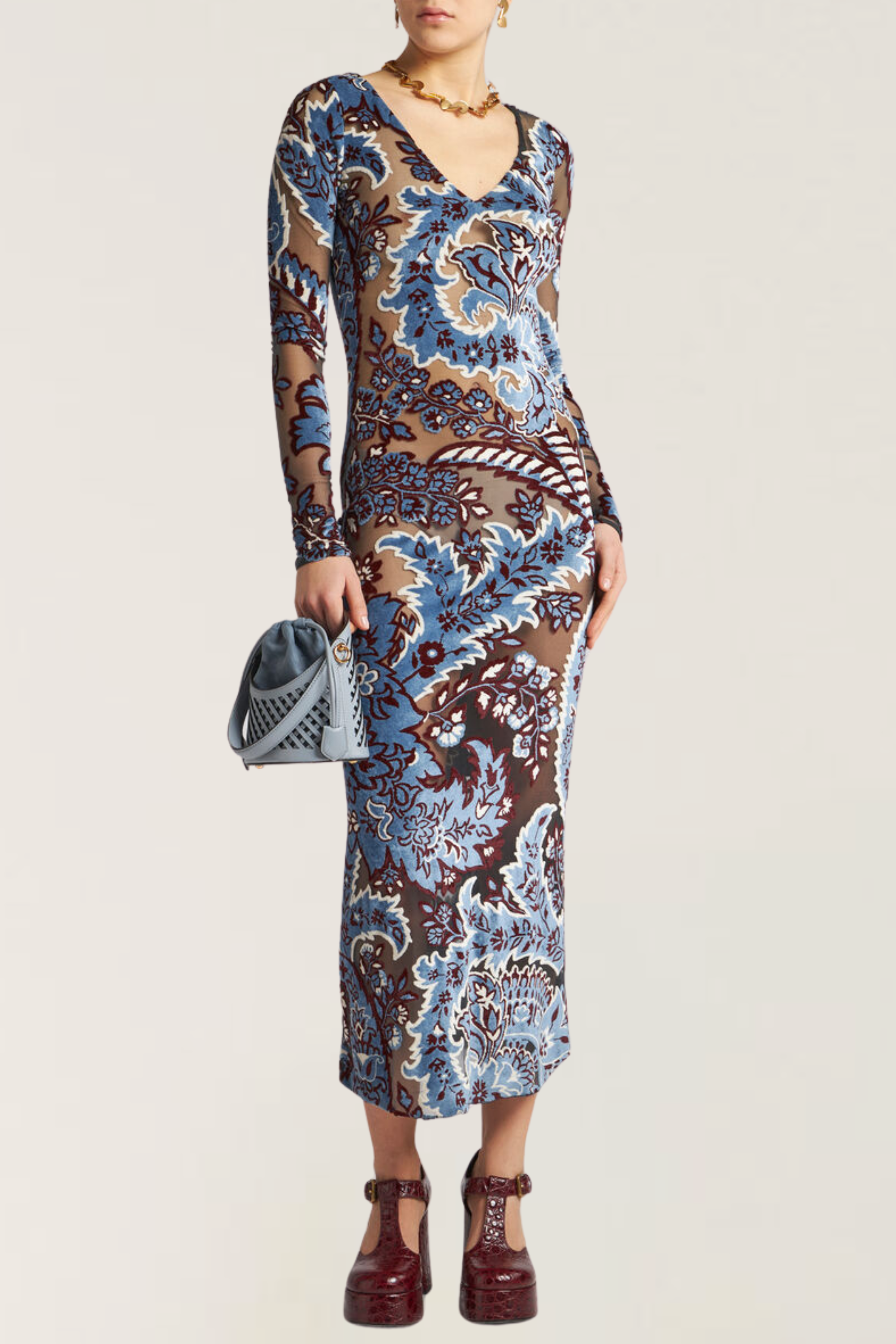 Tulle & Jacquard velvet dress -  Etro