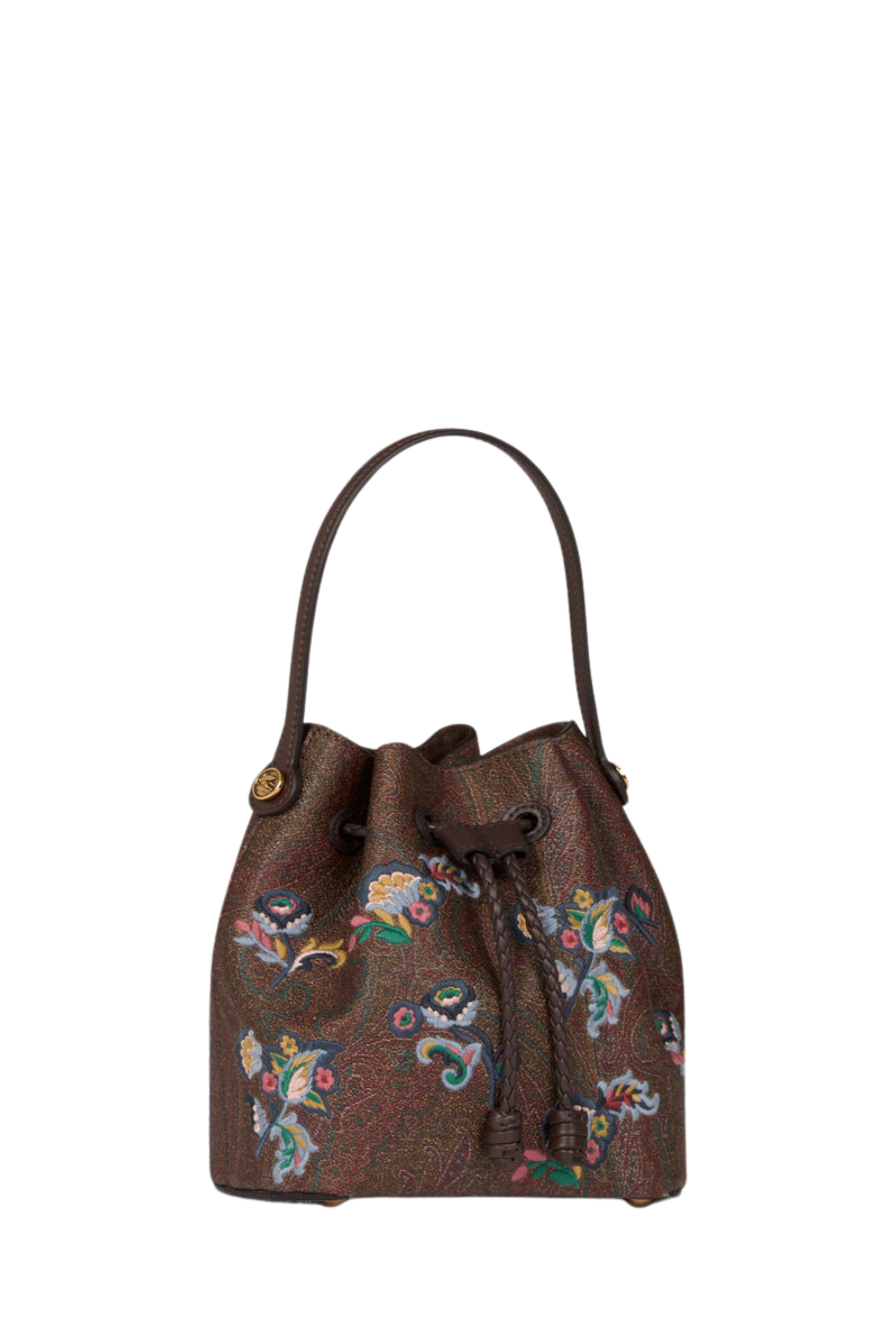 Embroidered mini paisley bucket bag - Etro