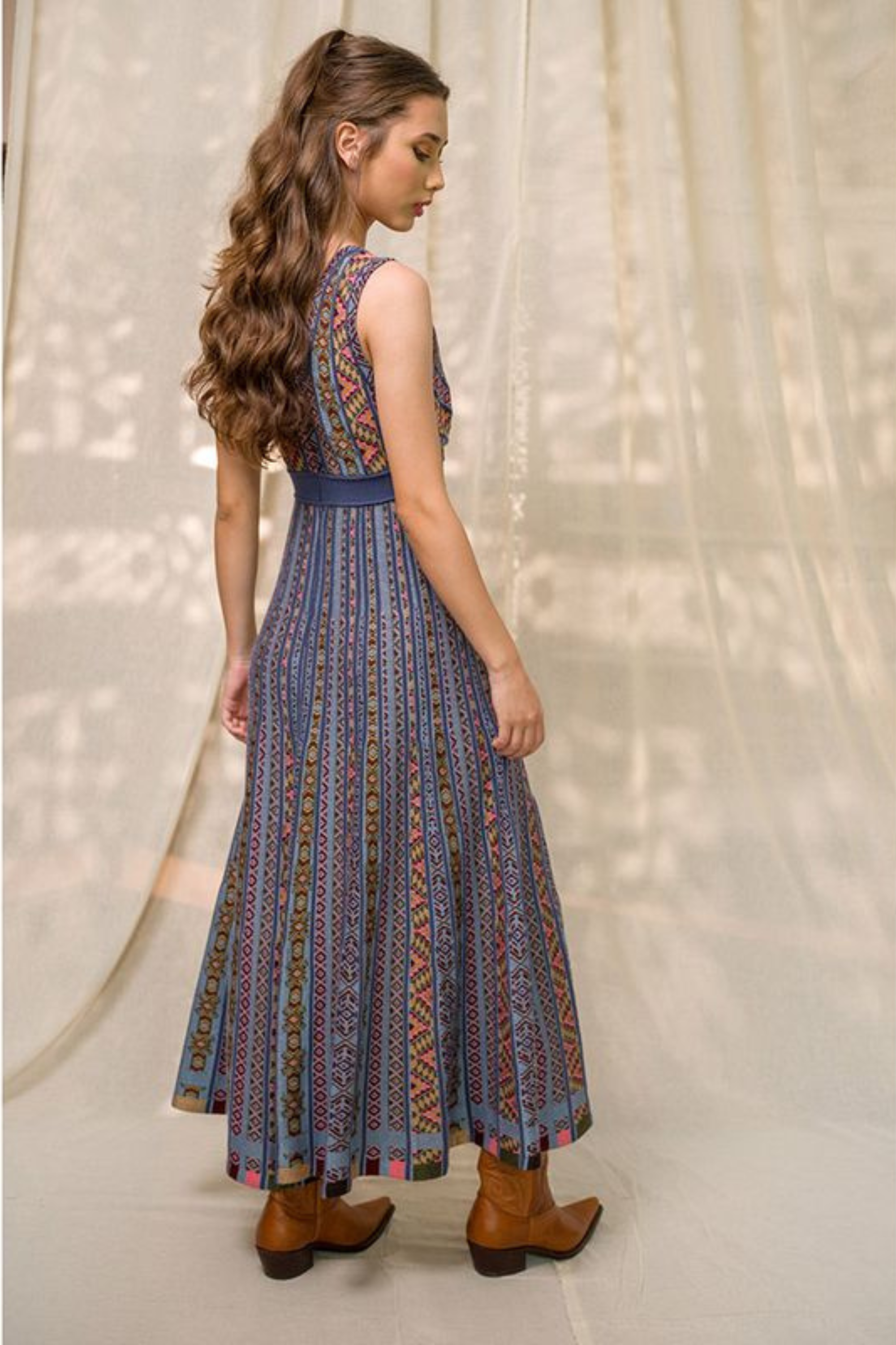 Leonice Jacquard long dress - Cecilia Prado