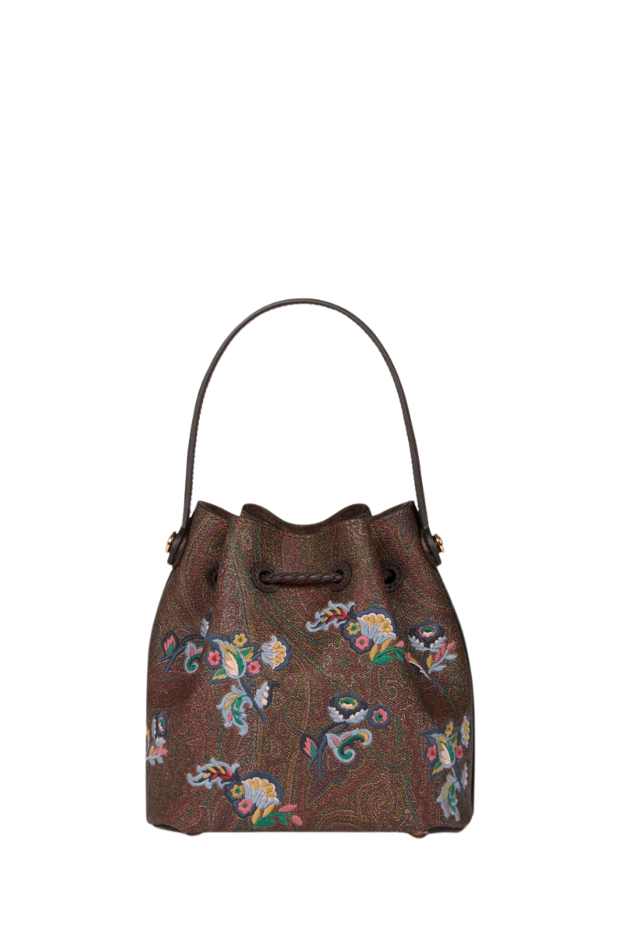 Embroidered mini paisley bucket bag - Etro