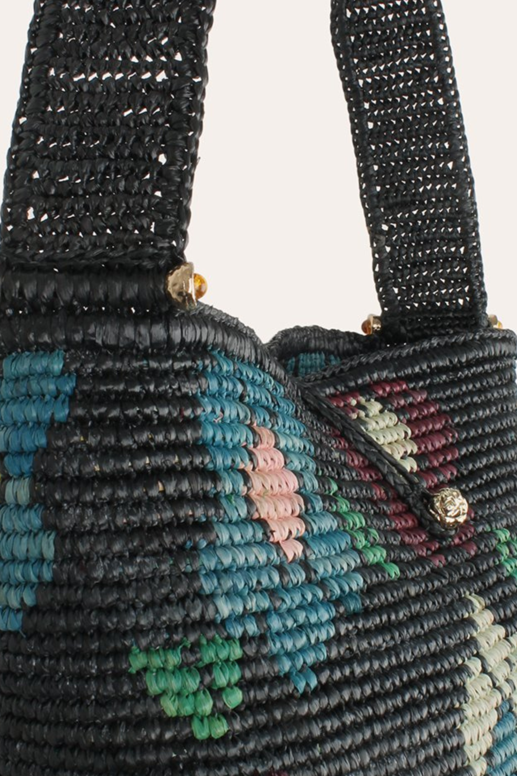 Floral bucket bag raffia - Gas Bijoux