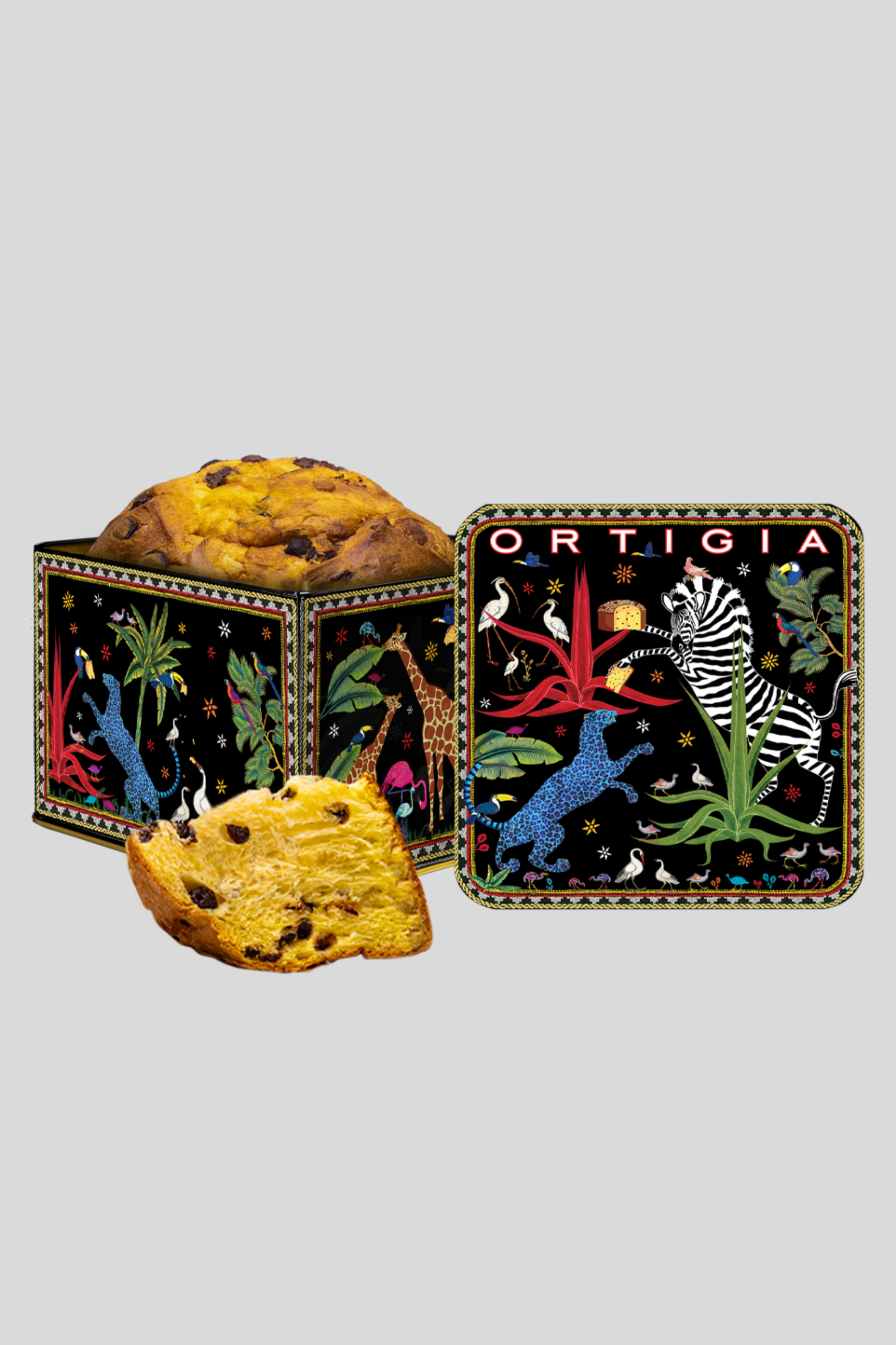 Chocolate Panettone in Jungle Tin 600gr - Ortigia